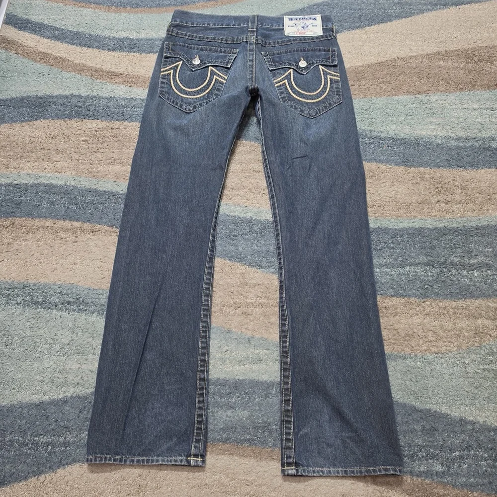 True Religion Ricky Straight Jeans Mens 32 Made in USA Flap Pocket Denim